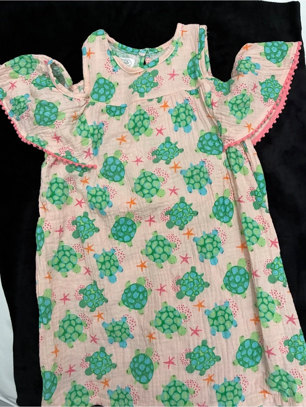 Mudpie Dress Size 5T Sea Turtle Cold Shoulder 100% Cotton Dress. Sweetness